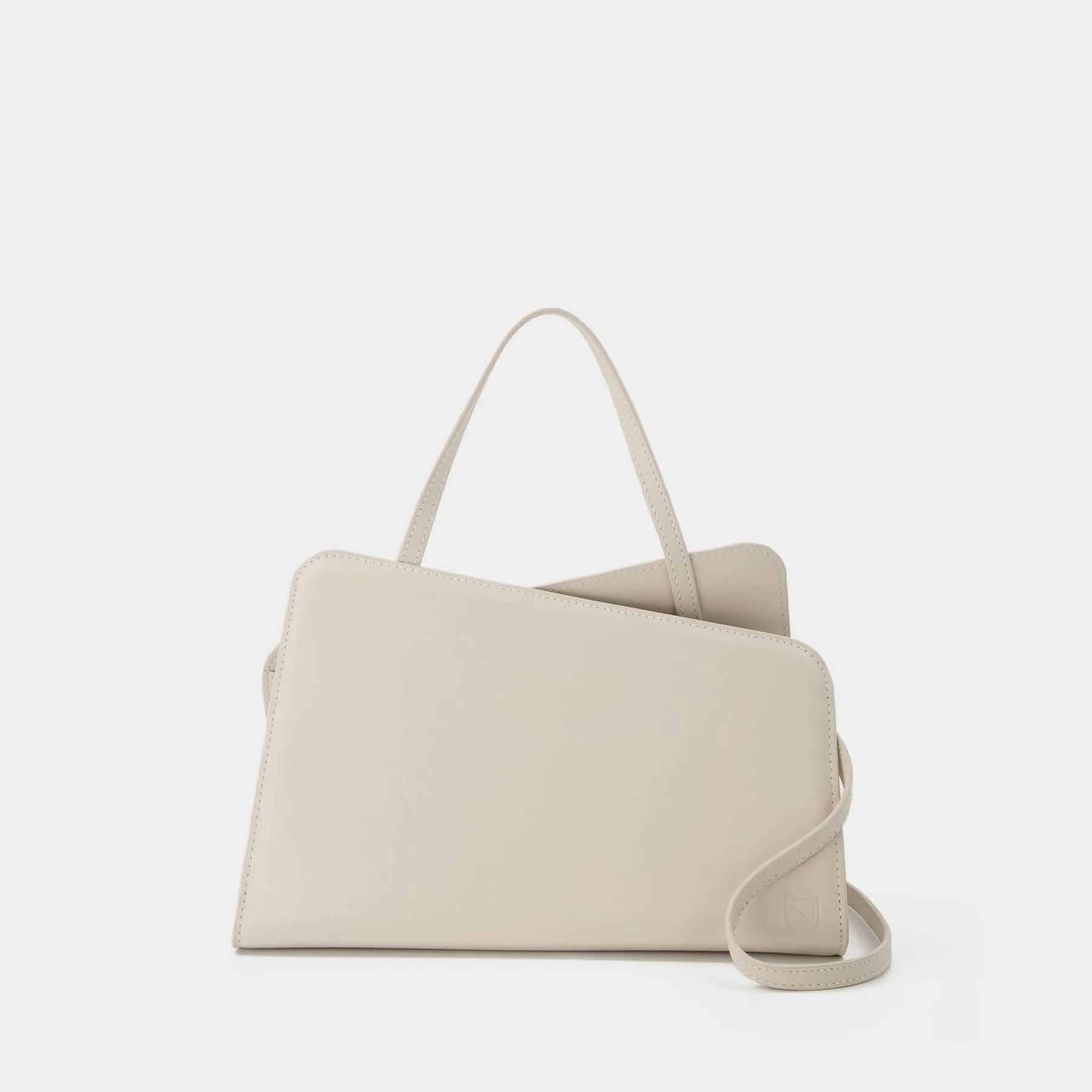 Yuzefi  Slant Crossbody Tote Bag in White Leather